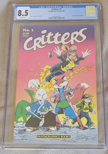 Fantagrapgics Books Critters #1 CGC 8,5 Usagi Yojimbo 1986 pages blanches - Photo 1/9