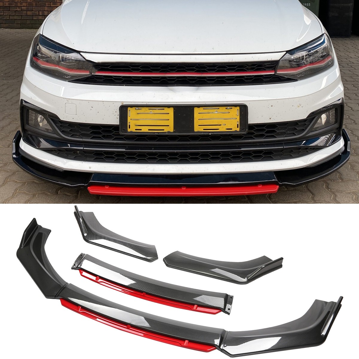For VW Polo GTI Scirocco Carbon Fiber Front Bumper Lip Spoiler