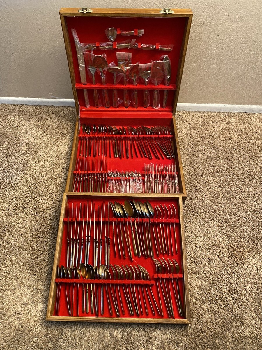 Rare Vintage VU Solid Nickel Bronze Thailand Dinner Set 144 PCS