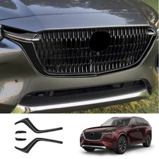4X For 24-2025 Mazda CX-90 Glossy Black ABS Front Side Grille Stripe Trim Strip