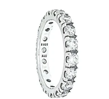NEW 100%  Authentic PANDORA  925 Silver Sparkling Row Eternity Ring 190050C01