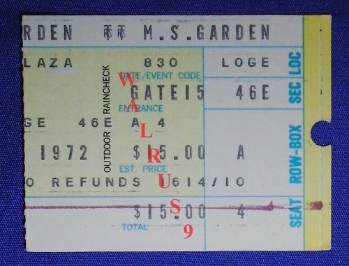Lennon Beatles One To One Concert ticket Madison Square Garden Aug 1972 Bonuses
