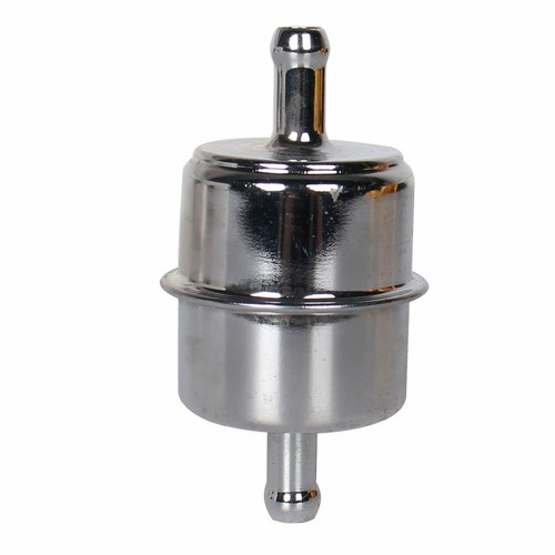 Chrome Plated Fuel Filter Universal Fits 3/8" ID Hose Inline Auto Car Fuel Parts - Picture 5 of 10