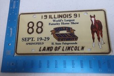 Illinois License Plate Tag 1991 Il Graphic Special Event Futurity Horse Show 88