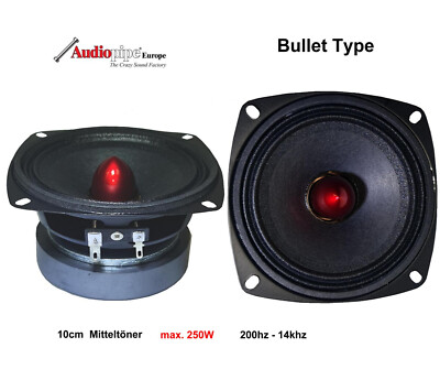 2x American Pro Bullet Mittel / Tieftöner 10cm  4ohm 250W TOP