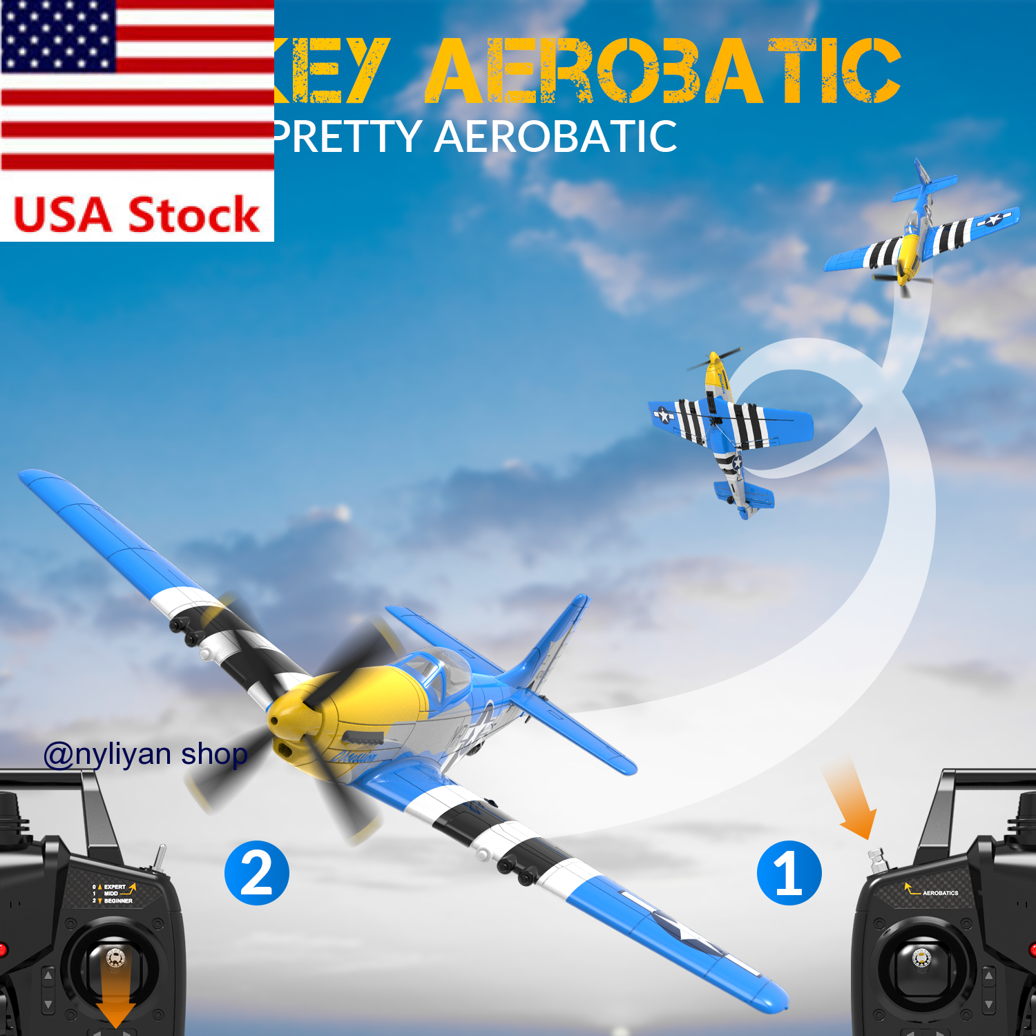 P51 Mustang Fighter 2.4G 4CH RC Airplane Fixed Wing 6Axis Gyro