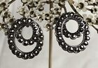 Silver Toned Vintage Butterfly Clasp Avon Swirl Marcasite Stud Earrings 7/8”