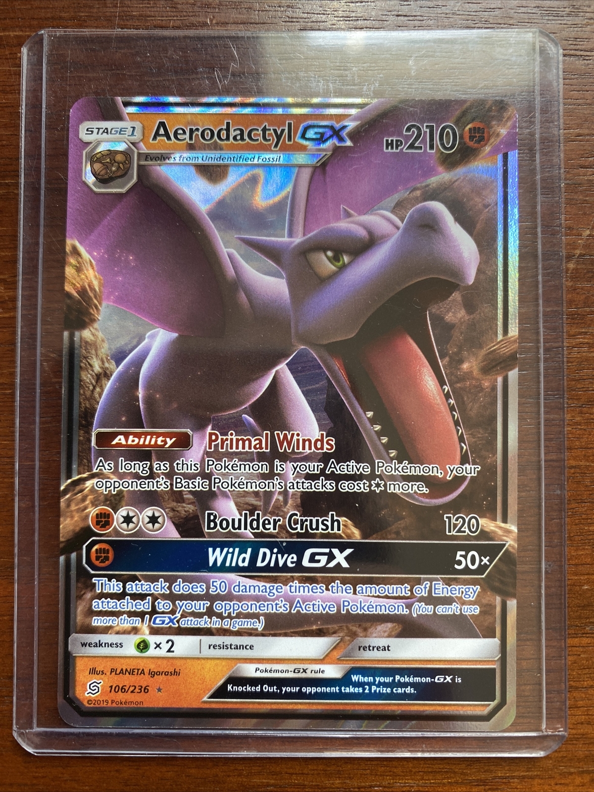 Carta de pokémon TCG - Aerodactyl-GX (106/236) carta pokémon colecionável-  ORIGINAL COPAG ULTRA RARA