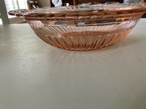 Mayfair Open Rose Pink Depression Glass Serving Bowl Hocking Glass 10''-1931-37 - Picture 5 of 6