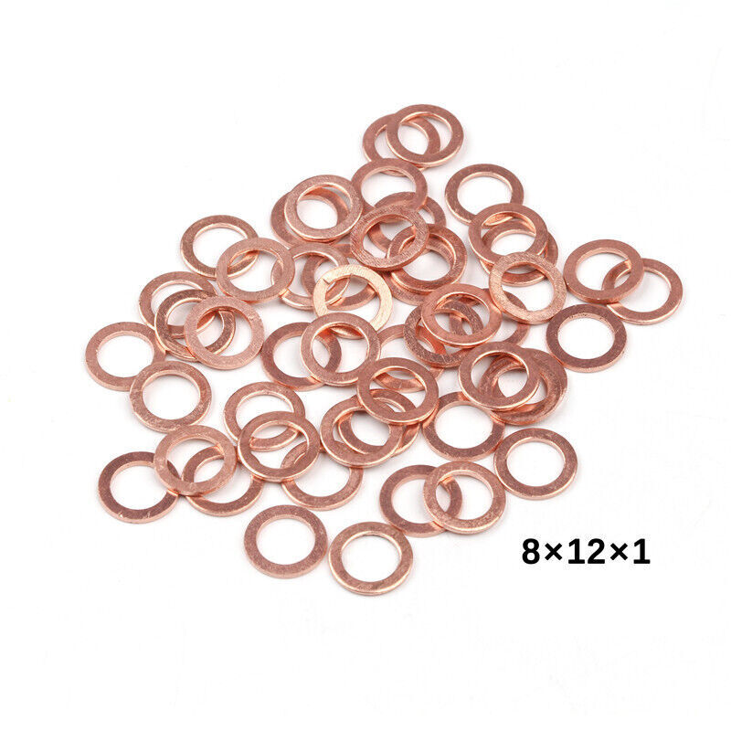 100/50PCS Solid Copper Crush Washer Gasket Seal Flat ORing Assortment
