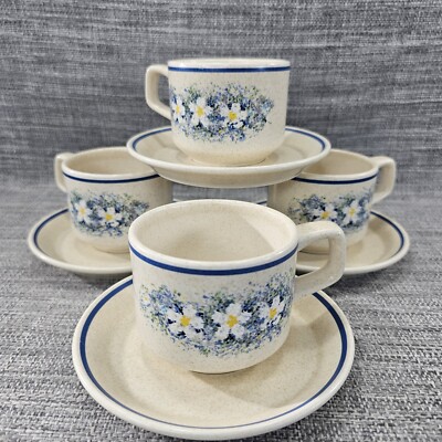 Vintage Lenox Temperware 8pc Coffee Cup and Saucer Set Dewdrop Pattern  Stoneware