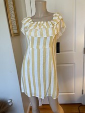 Lulus Cold Shoulder White & Yellow Dress Size Small  NEW WITH TAGS
