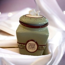 Grasslands Road Green Ceramic Canister " I Believe in Santa Claws" Cat Treats-