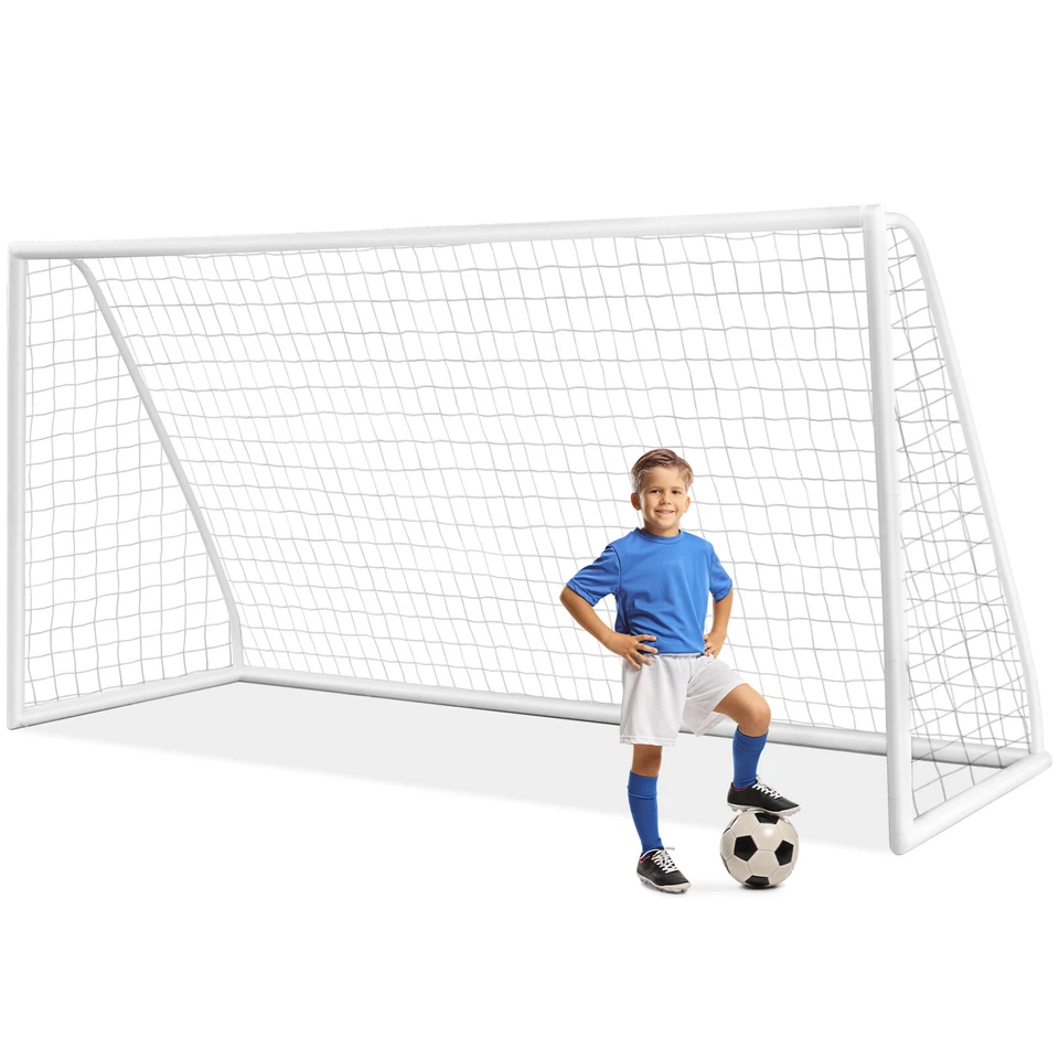 3.7Mx1.82M Portable Soccer Goal w/PVC Frame Sturdy Netting Ground Pegs Outdoor