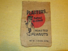 Planters Roasted Peanuts Mr. Peanut Burlap Bag .