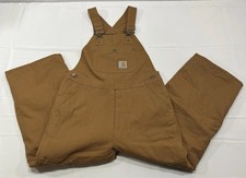 Carhartt Boys Canvas Bib Overalls Size 8 Brown Double Knee Workwear OX8620-B