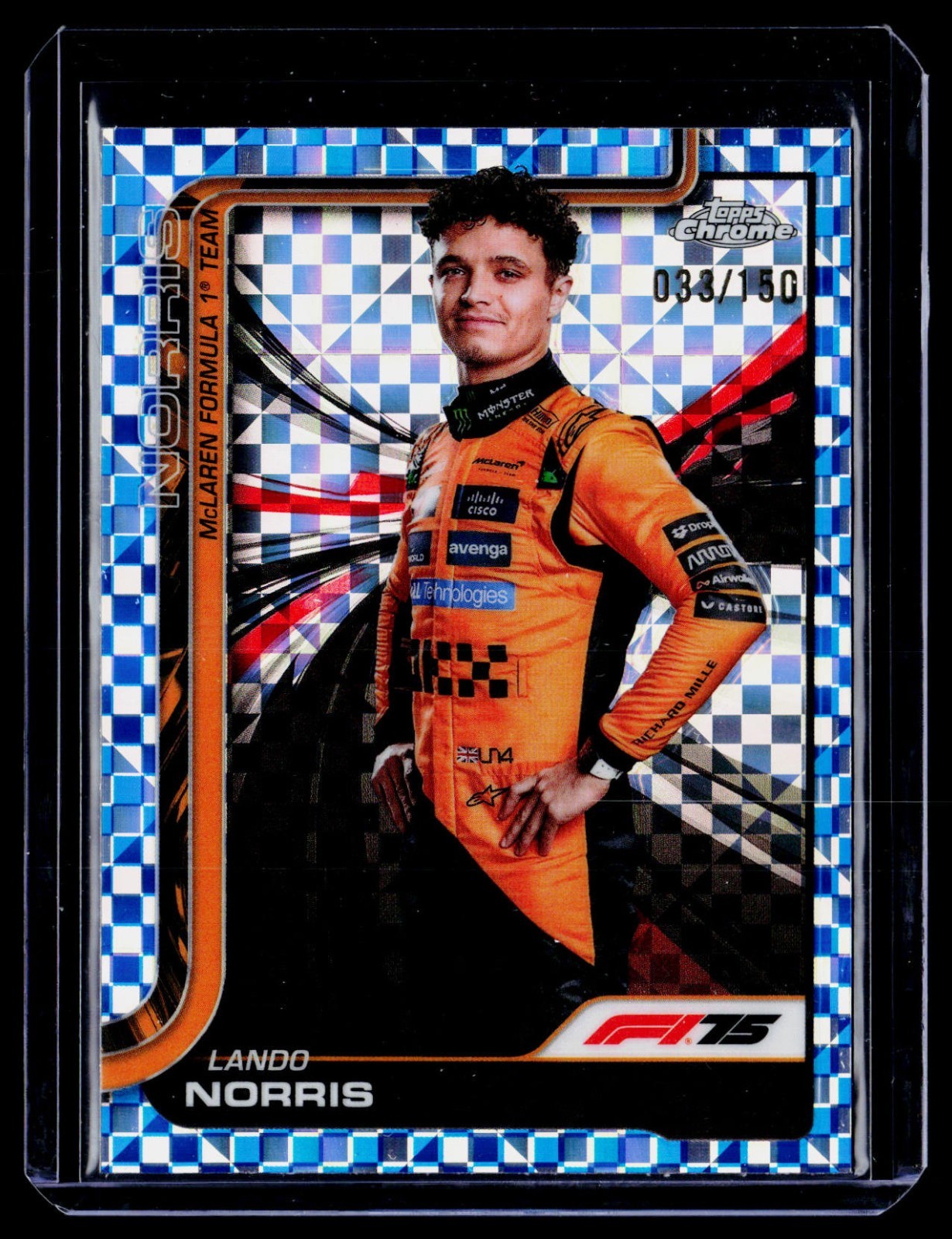 2025 Topps Chrome Formula 1 F1 Lando Norris Portrait Blue Checker 033/150 #5