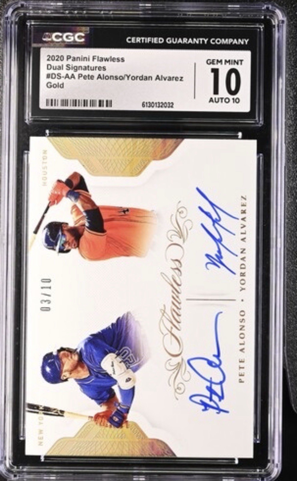 2020 Panini Flawless Dual Signatures Gold /10 DS-AA Alonso Alvarez Auto CGC 10 view 1