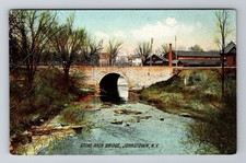 Johnstown NY-New York, Stone Arch Bridge, Antique Vintage Souvenir Postcard