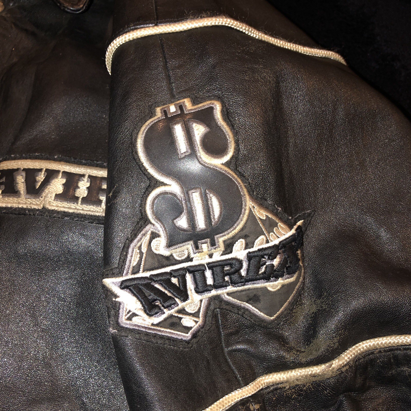 Vintage Avirex Leather Jacket Stadium Jacket Mens Size 3XL Very Rare Jacket image 8