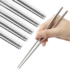 Stainless Steel Chopsticks 5 Pairs Reusable Multicolor Lightweight 304 Silver 