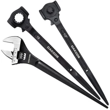 DAKCOS 3pcs Spud Wrench Set, 3/4" x 7/8",  3/8" x 1/2", 12 inch Spud Spanner