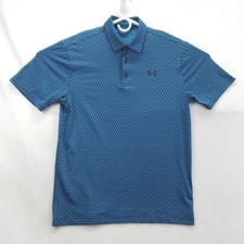 Under Armour Polo Shirt Mens Medium Blue Playoff Print Golf Performance Stretch