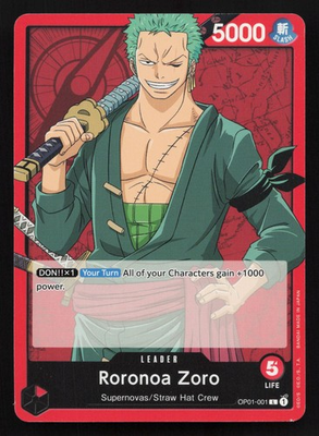 #ad #ad Roronoa Zoro OP01 001 Leader Romance Dawn One Piece Card $4.99