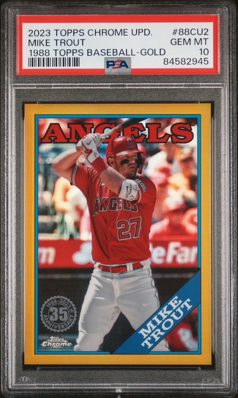 2023 TOPPS CHROME UPDATE 1988 BASEBALL GOLD REFRACTOR MIKE TROUT /50 PSA 10