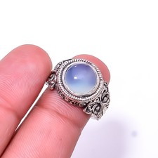 Chalcedony - Brazil Solitaire Gemstone 925 Sterling Silver Ring s.5.5 Sku6