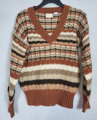 Vintage 100% Virgin Acrylic Sweater Women's M Late 70's -? Woodsy Fall Casual