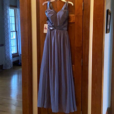Love Wedding Blue Sleeveless Bridesmaid Formal Long Dress Size 6 100% Polyester