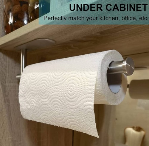 Holder Kitchen Roll Towel Paper Rack Under Cabinet Wall Toilet Self Adhesive - Picture 5 of 9