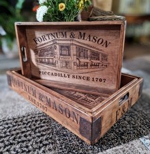 56cm Fortnum And Mason Wooden Vintage Style Waxed 1 Tray New F&M