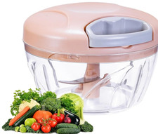 Manual Food Processor 500ml Hand Pull String Vegetable Chopper Pink NEW