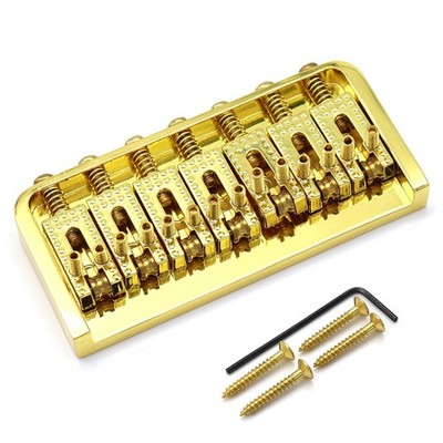 Metal 7 Strings Fixed Hardtail Electric Guitar Roller Bridge Tailpiece Gold
