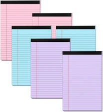6 Pack Small Note Pads 5x8, Color Legal Pads 5x8 In, College Ruled Notepad Paper