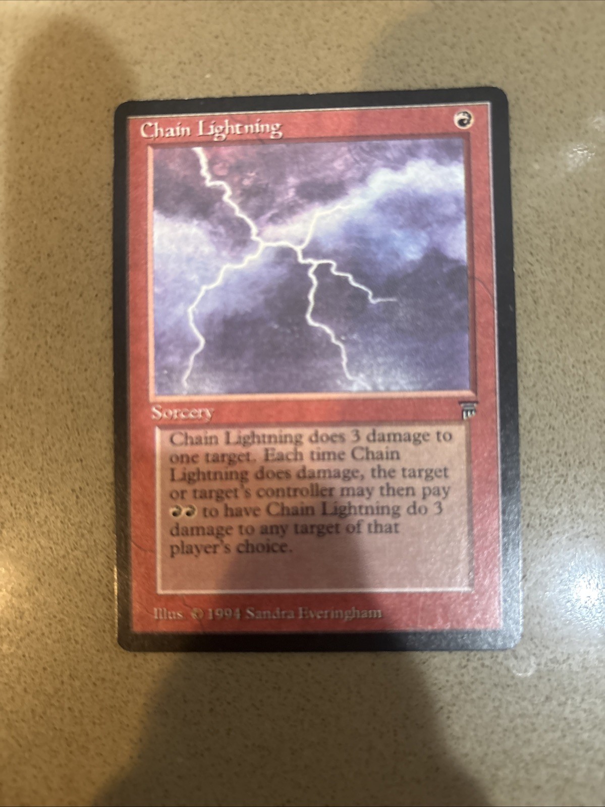 Magic the Gathering 1994 Chain Lightning Sorcery Card Legends MTG