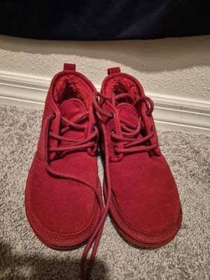 UGG Red Suede Lined Ankle Bootie Lace Up Round Toe Women's US 6 EU 39 MPN 3236
