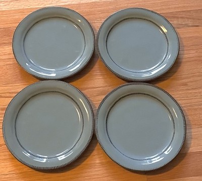 FOUR Laurie Gates Valencia Salad Plates Blue Pottery Terra Cotta 8.75''