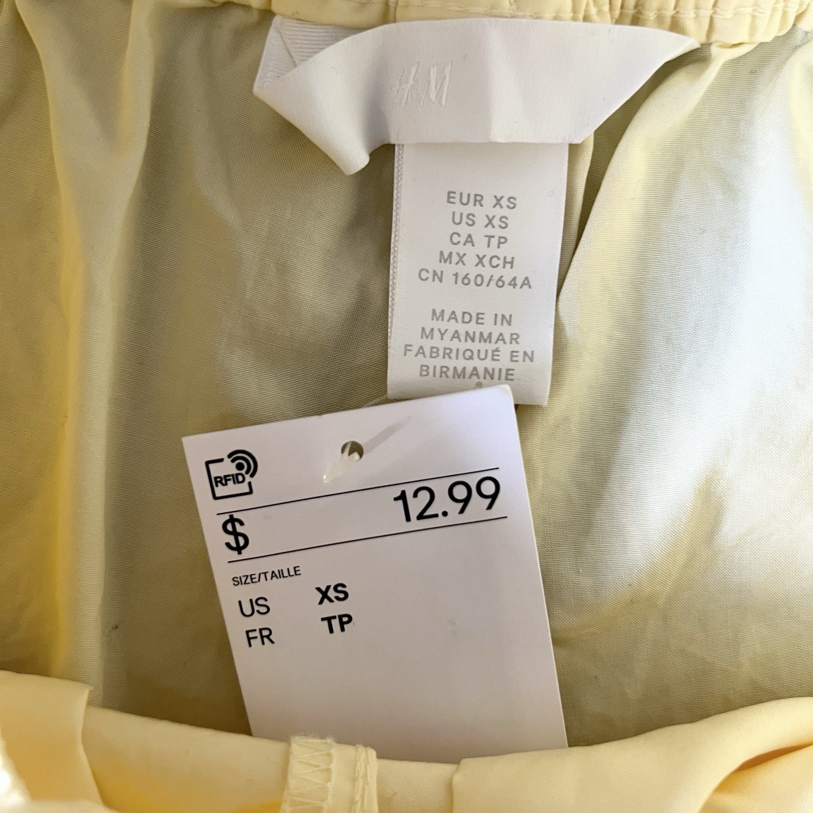 H&M Shorts Womens XS Yellow Lightweight Drawstring Casual Summer Lined Relaxed thumbnail 2