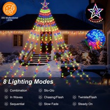 Outdoor Christmas Decorations Star String Lights 350 LEDs Waterfall Tree Light