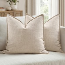 MIULEE Euro Sham Pillow Covers for Bed 26" x Pack of 2 , Natural Linen