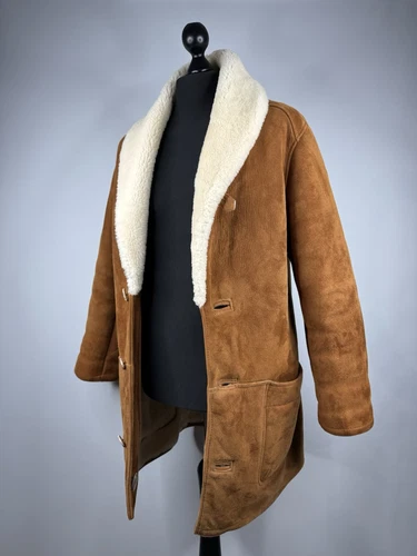 Burberry cappotto uomo coat giacca giubbino pelle shearling marrone taglia M