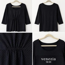Venezia (Lane Bryant) Women 18/20 Polka Dot Tunic Top 3/4 Sleeve Scoop Neck