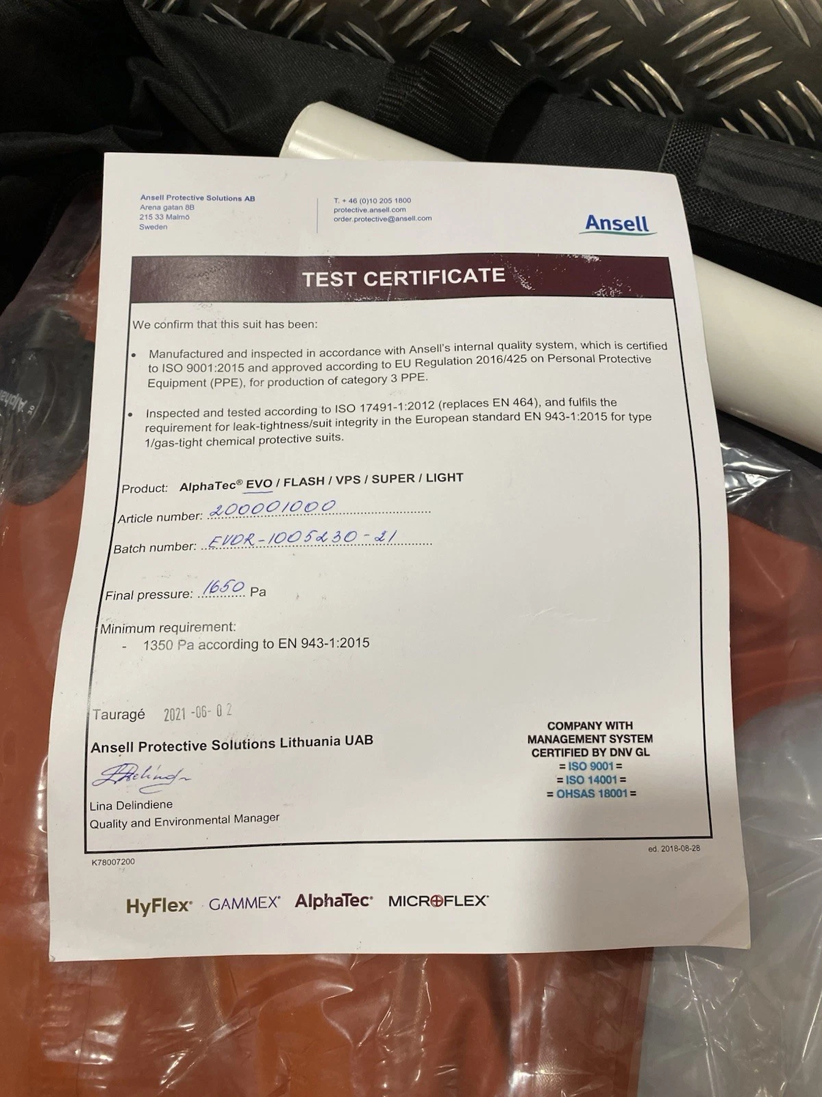 Ansell Alphatec EVO Red Hazmat Suit With Hood Size XL Brand New In Bag 2
