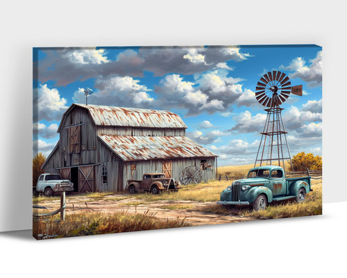 Farmhouse Truck Wall Art, Old Truck Canvas Prints, Barn Picture Wall Art for ...