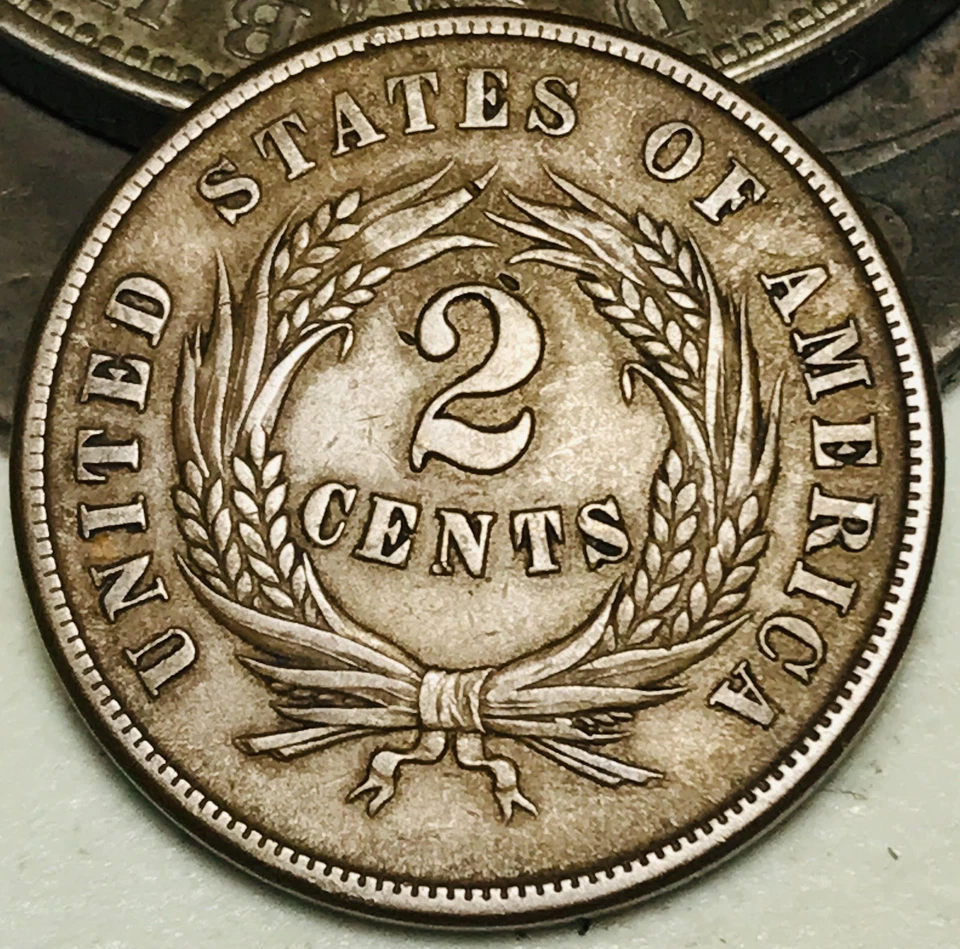 1865 Two Cent Piece 2C Civil War Date Plain 5 Choice US Coin CC28435 - Image 4 of 4