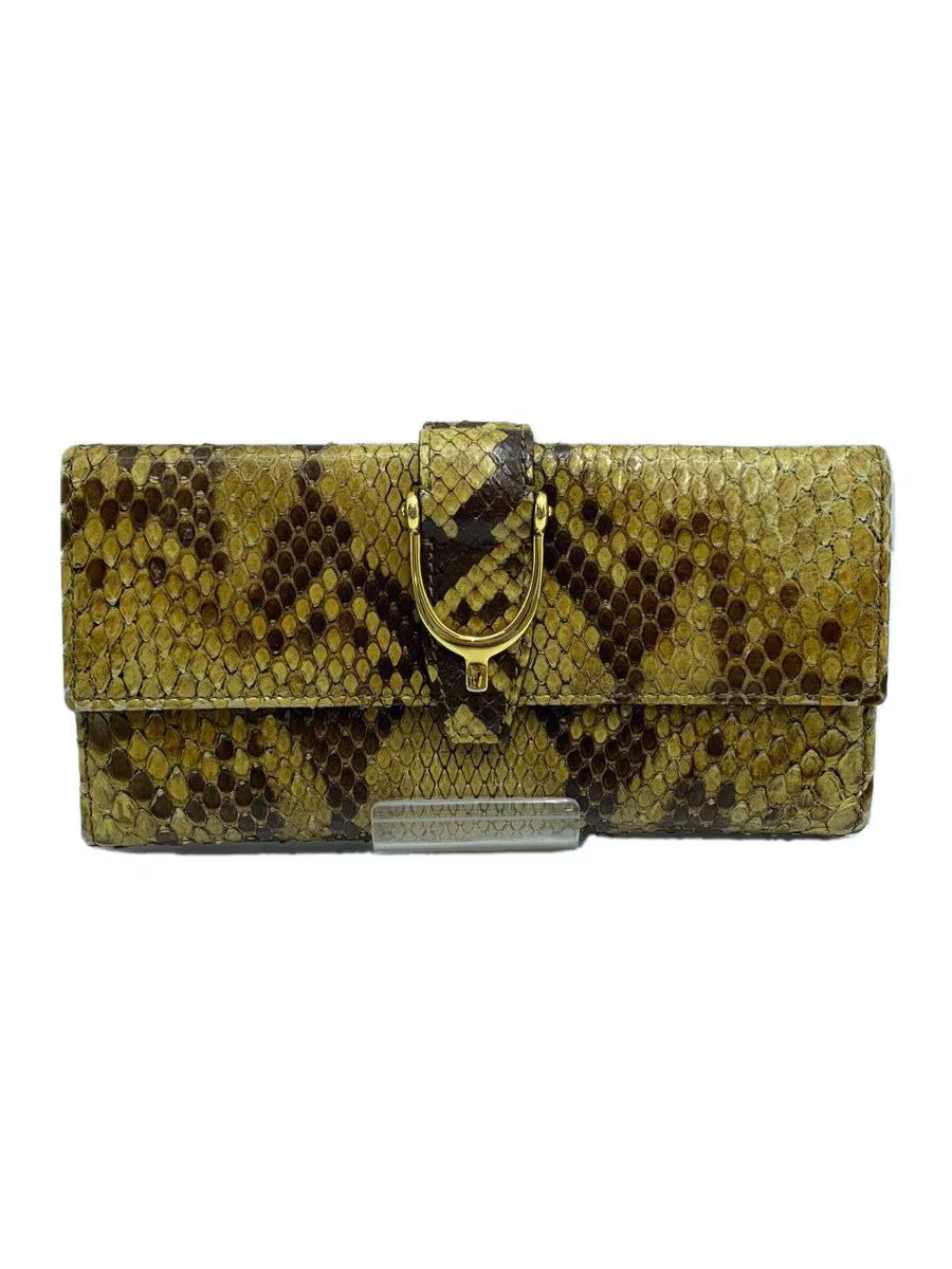 GUCCI Long Wallet Stirrup Python Leather BEG Wome… - image 1