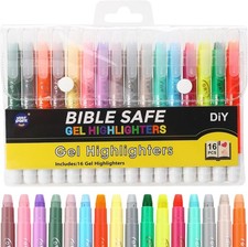 Gel Highlighters,16 Assorted Colors No Bleed Bible Highlighters,Bible Safe,No Bl